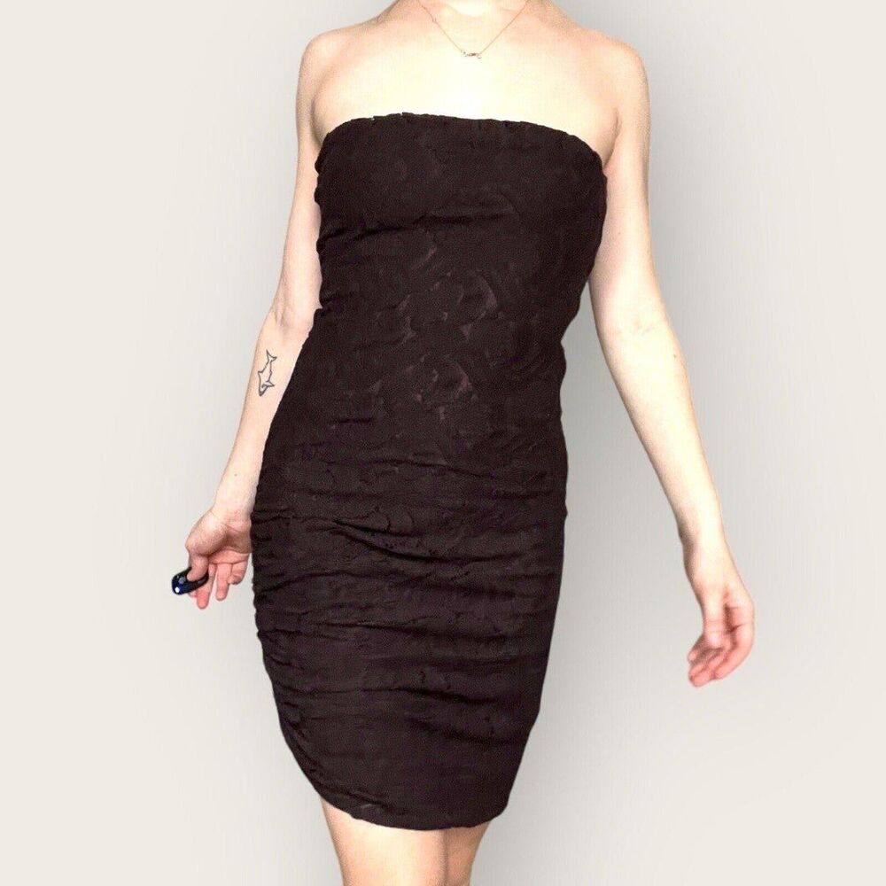 A.L.C. BROWN COTTON LACE RUCHED STRAPLESS STRETCH BODYCON DRESS Size 4 MSP$385